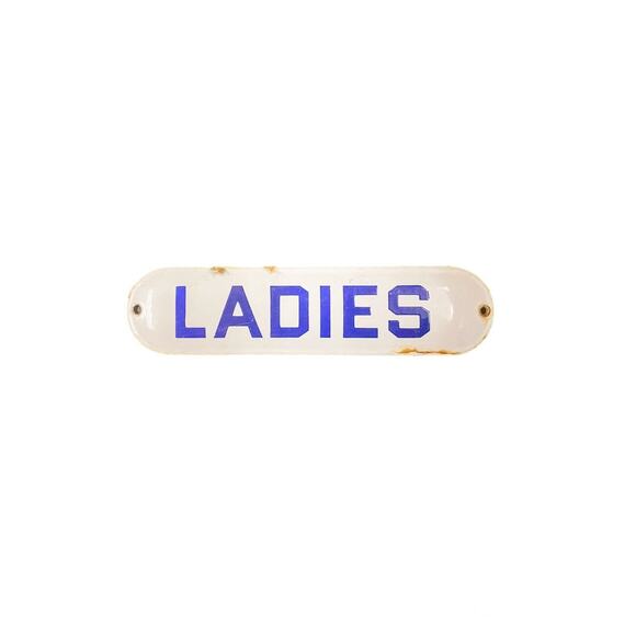 Vintage Ladies Porcelain Restroom Sign - Picture 1 of 6